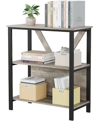 gaomon 3-Tier Industrial Rustic Bookcase with Led Lights and Metal Frame
