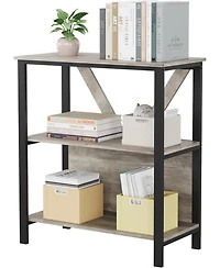 gaomon 3-Tier Industrial Rustic Bookcase with Led Lights and Metal Frame