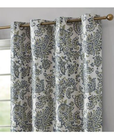 Hlc.Me Amalfi Paisley Faux Silk 100 Blackout Room Darkening Thermal Lined Curtain Grommet Panels For Bedroom Energy Efficient Complete Darkness Noise Reducing Set Of 2