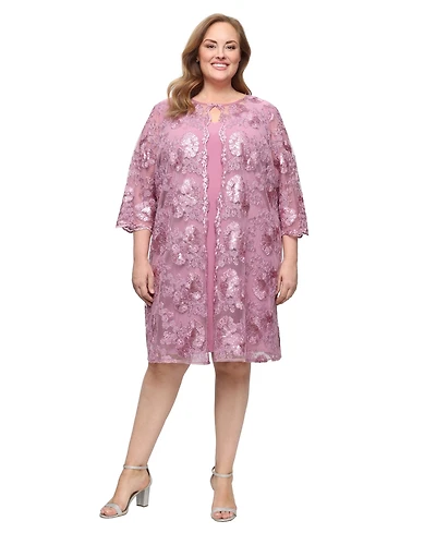 Alex Evenings Plus Size Scoop Neck Midi Dress