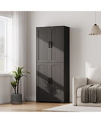 gaomon Farmhouse Kitchen Pantry Cabinet, 71" Tall Wood Storage Cabinet with 4 Doors & Adjustable Shelves, Freestanding Cupboard for Dining Room