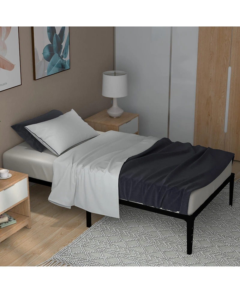 homfan Bed Frame, Metal Platform Bed Frame, Heavy Duty Noise Free Bed Frame with Metal Slat Support and Strong Bearing Capacity