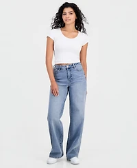 Celebrity Pink Juniors' High Rise Baggy Wide-Leg Curvy Jeans