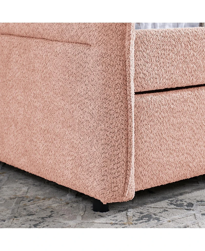 Streamdale Furniture Boucle Full Daybed With Twin Trundle Sofa Bed