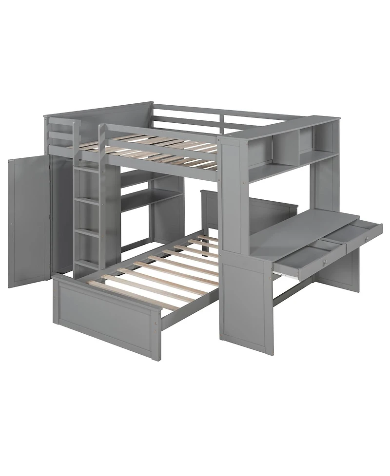 Streamdale Furniture Loft Bed With Twin Bed, Shelves, Desk
