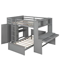 Streamdale Furniture Loft Bed With Twin Bed, Shelves, Desk