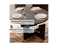 gaomon 4-Person Farmhouse Round Dining Table with Triangular Pedestal