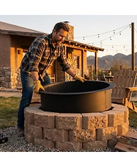 Outdoor Heavy-Duty Steel Portable Above Ground or In-Ground Round Fire Pit Liner Ring