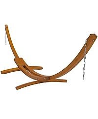 Quilted Double Fabric 2-Person Hammock with Curved Arc Wood Stand