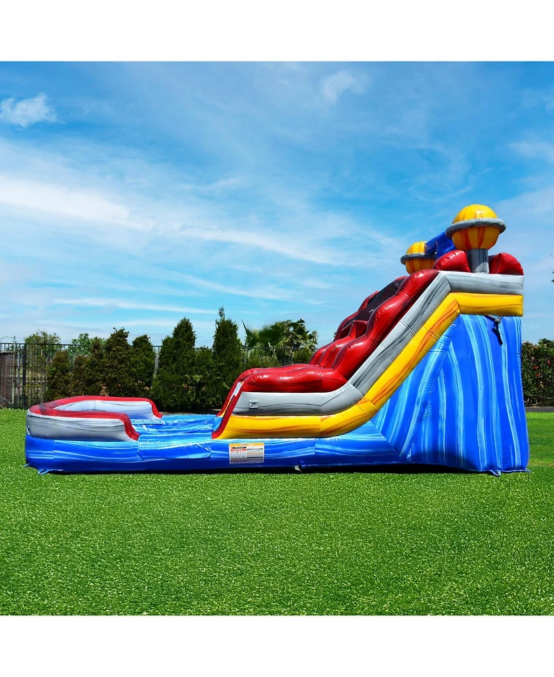 JumpOrange Astronaut Commercial Inflatable Grade Water Slide with Attached Splash Pool for Kids and Adults (with Blower), Outdoor Indoor, Wet Dry Use,