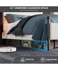 gaomon Queen Upholstered Bed Frame with Velvet Headboard, Corduroy Platform, Wood Slats Support