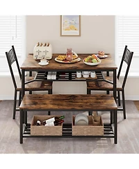gaomon Dining Table Set for 4, Kitchen and 2 Chairs with Storage Bench, 47.2" Rectangular Wine Racket
