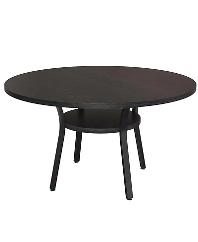 gaomon 4-Person Round Dining Table with Storage Shelf