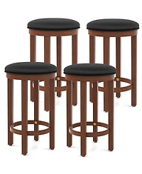 Gymax Upholstered Bar Stool Set of 4 25'' Counter Height Bar Chairs w/ Padded Cushion