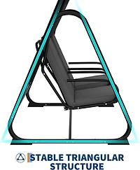 gaomon 2-Seat Patio Swing Chair- Adjustable Canopy 440lbs Alloy Steel Frame