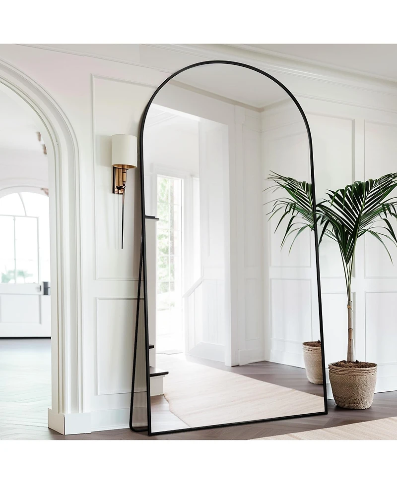 Antok Full Length Mirror, 78"x38" Floor Mirror, Arch Floor Standing Mirror Freestanding Arch Full Body with Stand for Bedroom, Hanging Mount