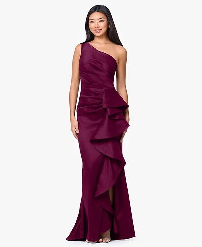 Betsy & Adam Petite One-Shoulder Ball Gown