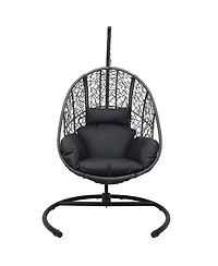 Clihome Outdoor Indoor Pe Wicker Swing Egg Chair With Soft Cushion