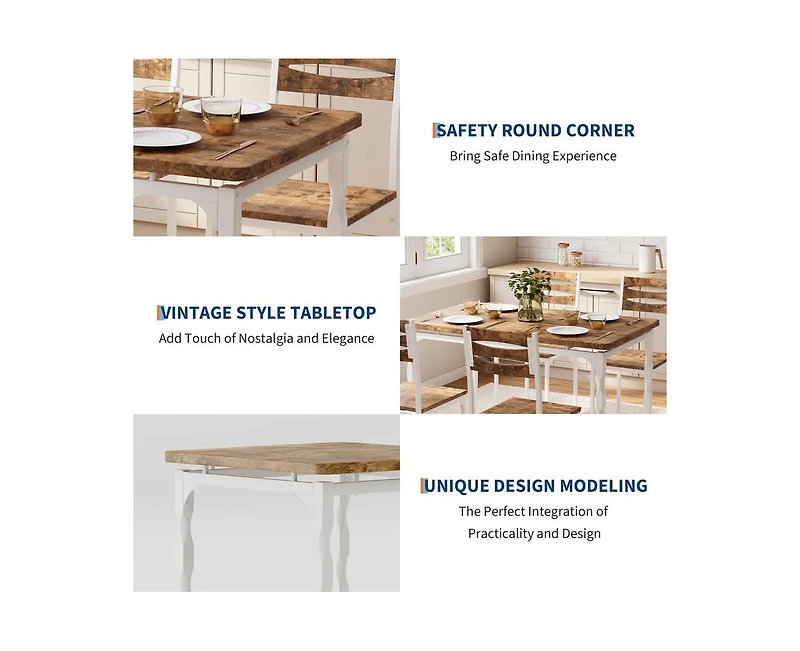 gaomon 5-Piece 4-Person Farmhouse Style Dining Table Set