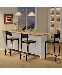 gaomon Bar Seating Set of 2 Pu Leather Upholstered Curved Backrest Metal Bar Stool