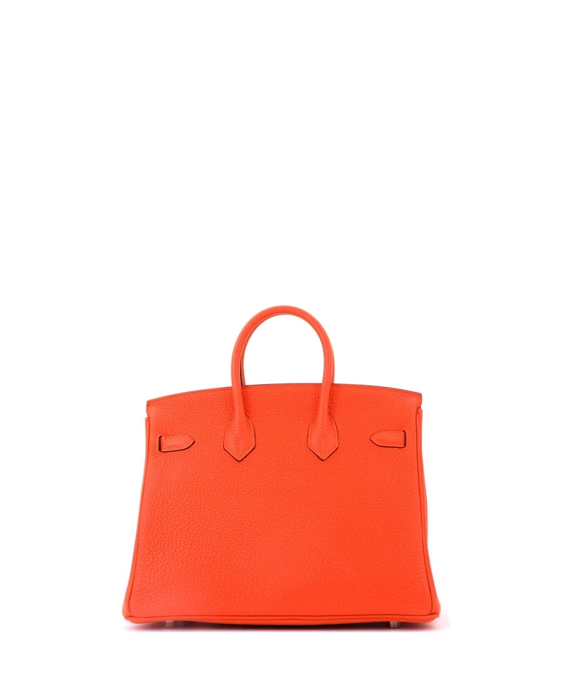 Pre-Owned HERMES Birkin 25 Handbag Orange Togo with Palladium Hardware