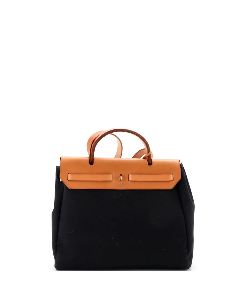 Pre-Owned HERMES Pm Herbag Toile and Leather