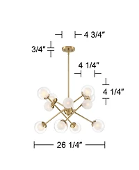 Possini Euro Design Davis Gold Sputnik Chandelier Modern Led Clear Frosted Glass 12-Light Fixture for Dining Room
