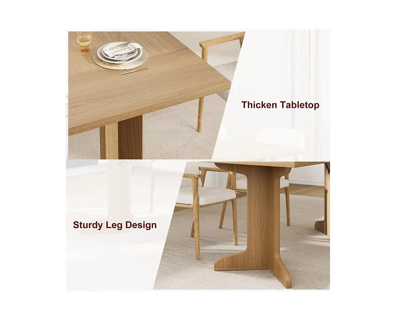 gaomon 6-8 Person Farmhouse Rectangular Dining Table with V-Legs