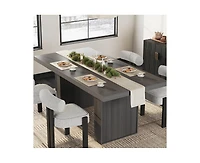gaomon Modern Large Wooden Dining Table with Fluted Legs and Storage