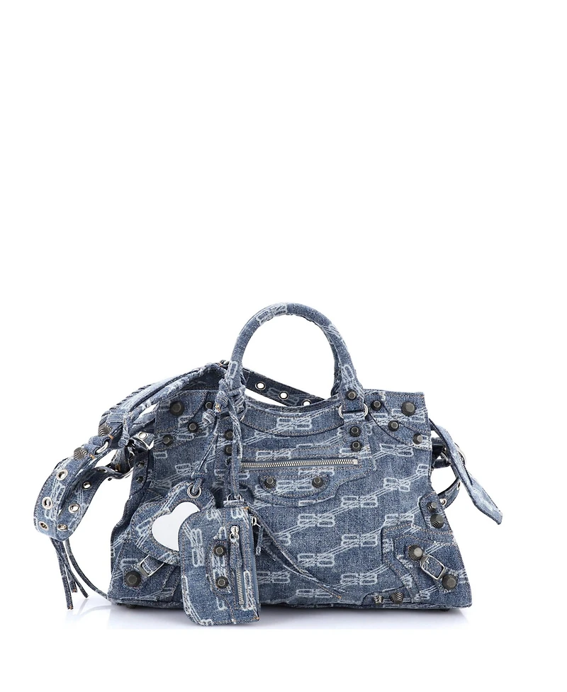 Pre-Owned Balenciaga Medium Neo Cagole City Bag Bb Denim