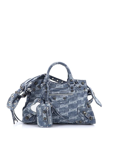 Pre-Owned Balenciaga Medium Neo Cagole City Bag Bb Denim