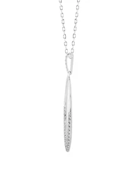 Diamond Pave Polished Oval Pendant Necklace (1/2 ct. t.w.) in 14k White Gold
