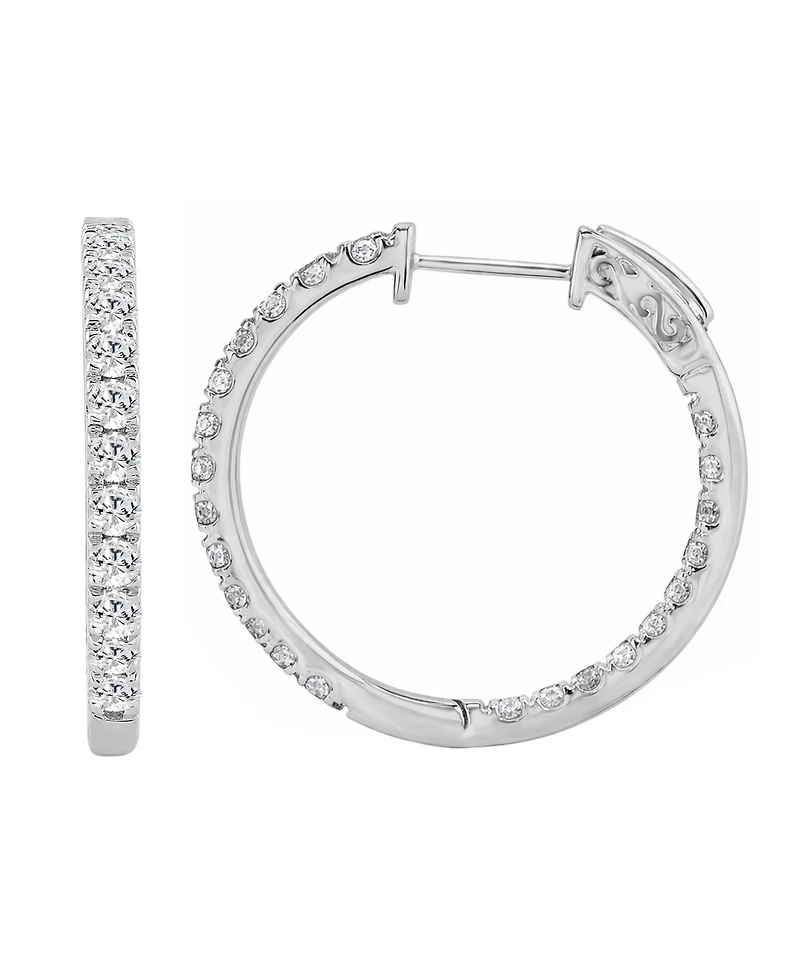 Diamond In & Out Hoop Earrings (1-1/2 ct. t.w.) in 10k White Gold