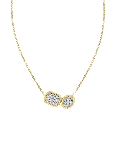 Diamond Double Cluster Rope-Framed Pendant Necklace (1/3 ct. t.w.) in 14k Gold, 16" + 2" extender