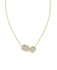 Diamond Double Cluster Rope-Framed Pendant Necklace (1/3 ct. t.w.) in 14k Gold, 16" + 2" extender