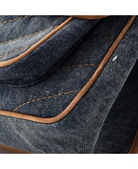 Pre-Owned Saint Laurent Medium Niki Chain Flap Bag Matelasse Chevron Denim with Suede