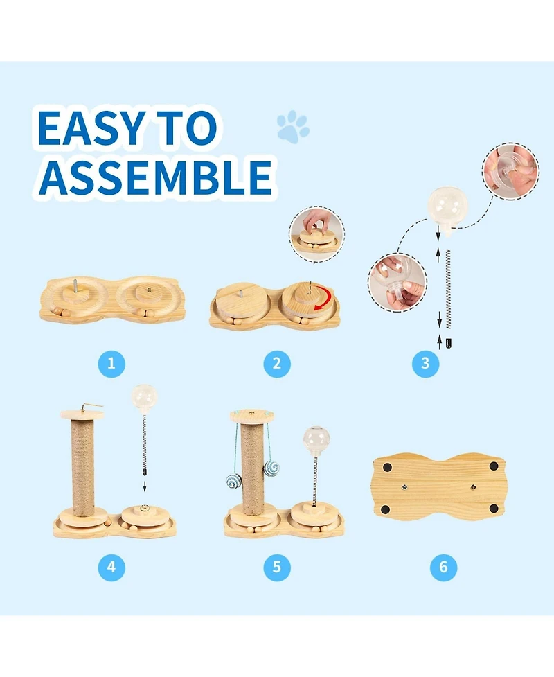 Aronkl Interactive Cat Treat Dispenser Wooden Track Ball Slow Feeder Toy