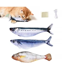 Aronkl 3 Pack Interactive Flopping Fish Cat Toys Tap-Activated Rechargeable Realistic 3 Flapping Modes Durable Plush