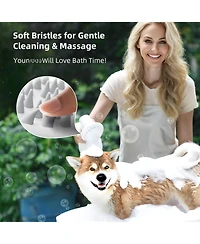 Aronkl Automatic Foaming Rechargeable Pet Bath Brush with Soft Silicone Bristles