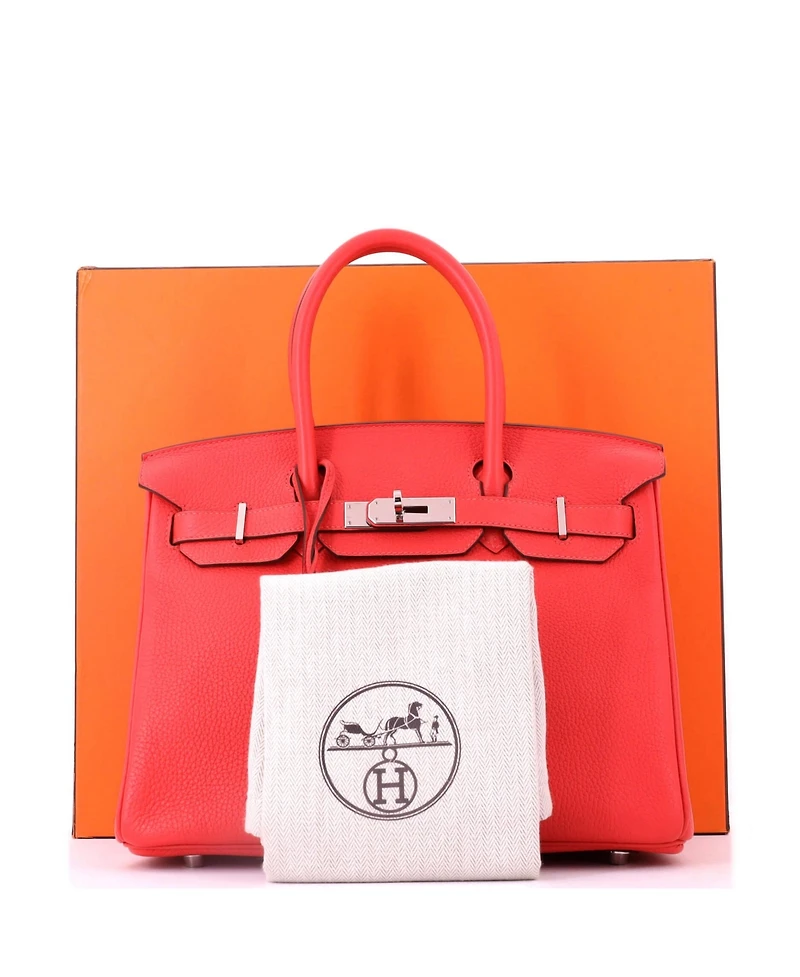 Pre-Owned HERMES Birkin 30 Handbag Red Togo with Palladium Hardware