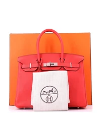 Pre-Owned HERMES Birkin 30 Handbag Red Togo with Palladium Hardware
