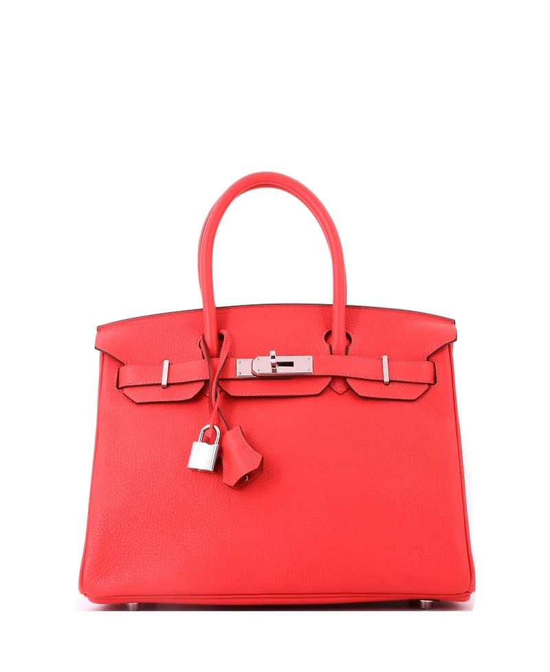 Pre-Owned HERMES Birkin 30 Handbag Red Togo with Palladium Hardware