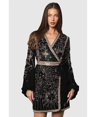Coast Women's Party Sequin Velvet Wrap Mini Dress