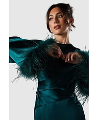 Coast Women's Feather Trim Satin Maxi Dress