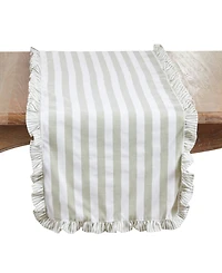 Saro Lifestyle Striped Ruffle Edge Cotton Table Runner, 16" x 72"