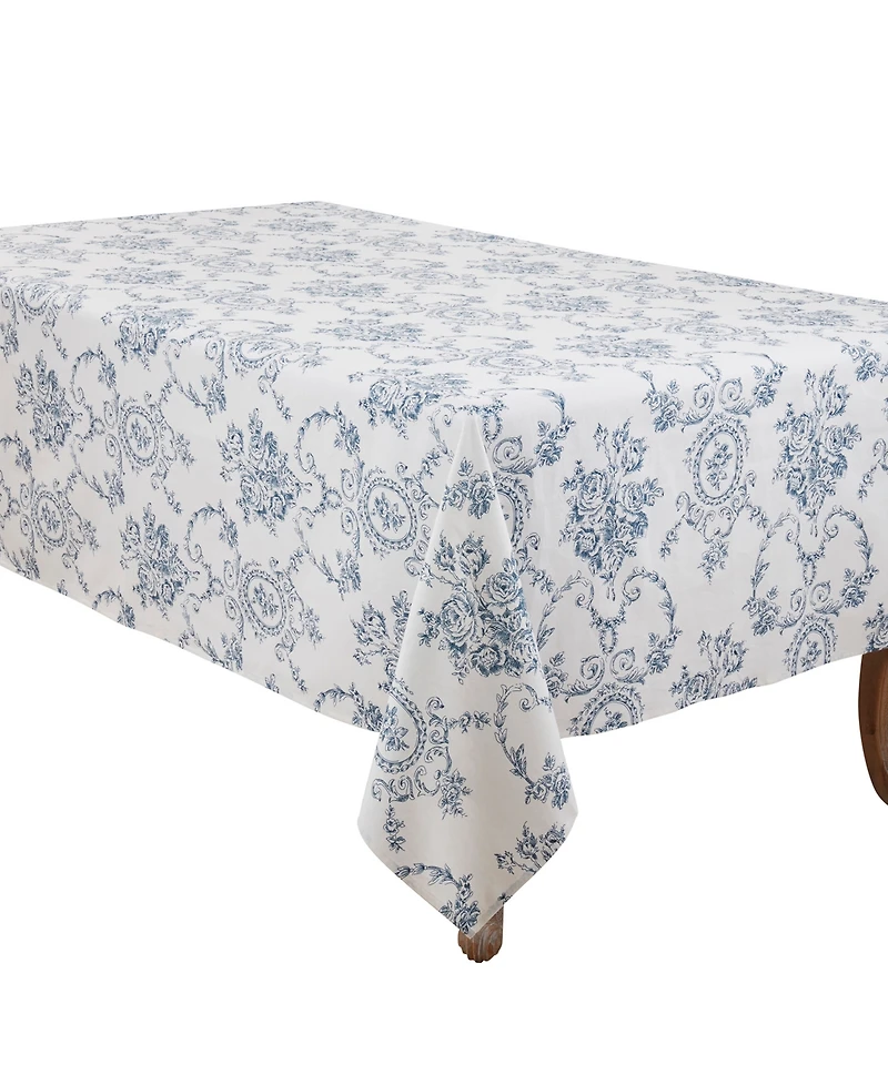 Saro Lifestyle Classic Toile Floral Linen Blend Tablecloth