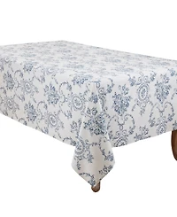 Saro Lifestyle Classic Toile Floral Linen Blend Tablecloth