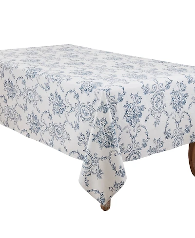 Saro Lifestyle Classic Toile Floral Linen Blend Tablecloth