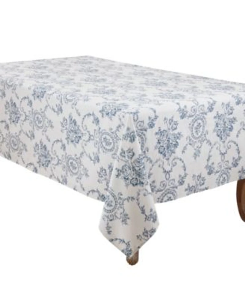 Saro Lifestyle Classic Toile Floral Linen Blend Tablecloth