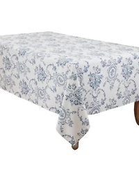 Saro Lifestyle Classic Toile Floral Linen Blend Tablecloth